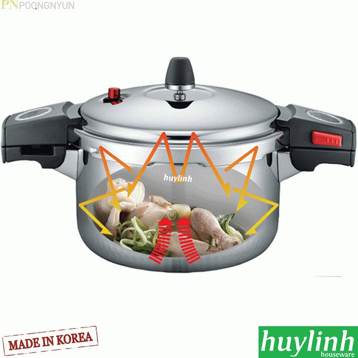 [Mã ELHAMS5 giảm 6% đơn 300K] Nồi áp suất Inox PoongNyun SQS11-22C - 4.5 lít - Made in Hàn Quốc