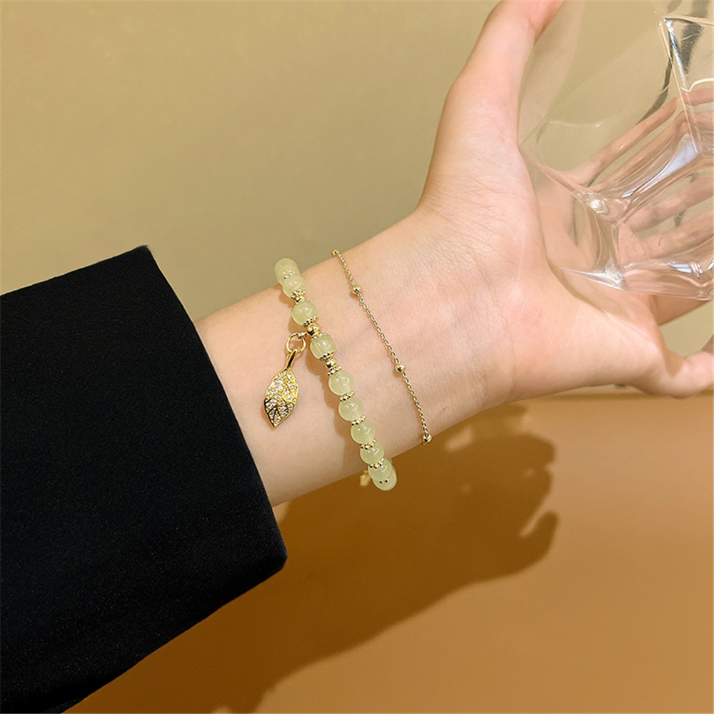 Vòng Tay Chuỗi Hạt Đá Ngọc Bích Thiên Nhiên Sang Trọng Cho Nữ