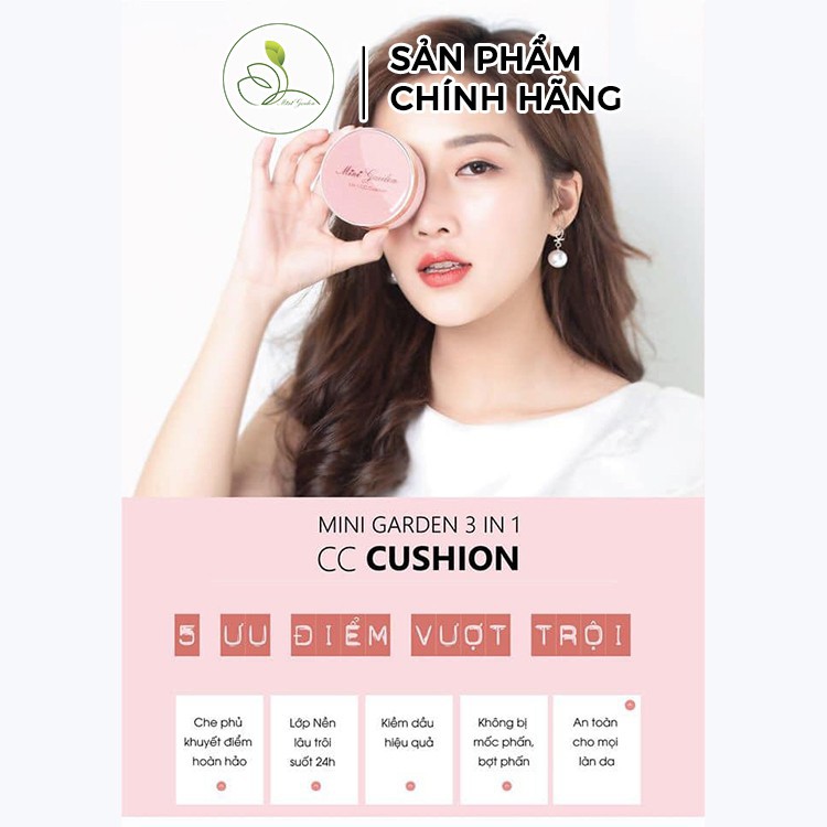 Phấn Nước Mini Garden 3 In 1 CC Cushion SPF 40+ PA+++ ( 1 lõi x 12g) PV991