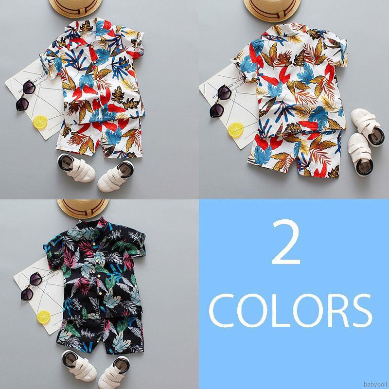 Set Áo Thun Ngắn Tay Cổ Tròn+Quần Short Thời Trang Cho Bé Trai