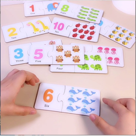 Đồ chơi bộ học toán kèm que tính hươu - Bộ thẻ ghép số kèm que tính học toán phát triển trí tuệ cho bé