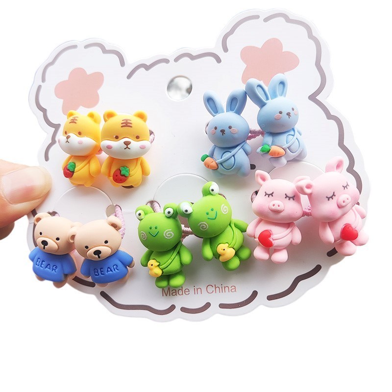 Set 2 Dây Cột Tóc Hình Chú Hổ Dễ Thương Cho Bé Gái