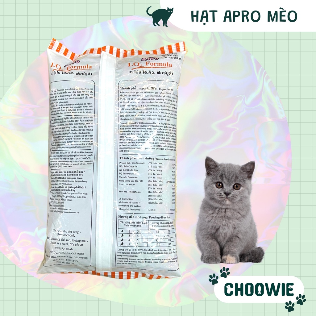 Thức ăn hạt cho mèo Apro IQ Formular - 500 gram - Choowie Pet Shop