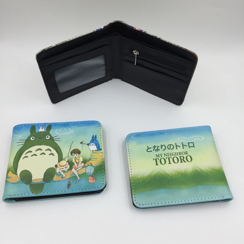 Ví Ngắn Dạng Gập Có Ngăn Đựng Thẻ In Hình Anime My Neighbor Totoro / Neko Atsume Thời Trang Cho Nữ