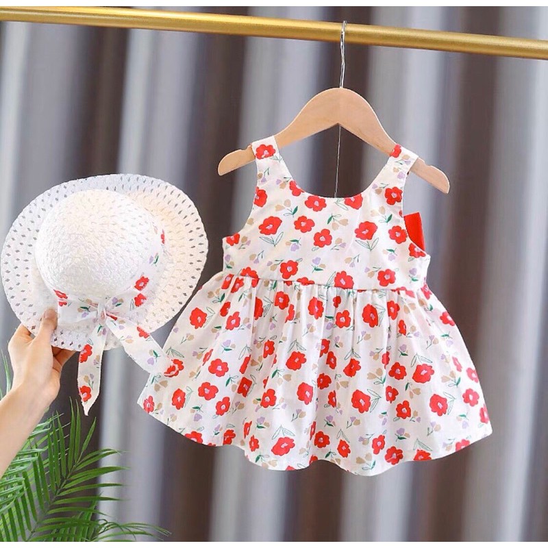 Set váy 2 dây kèm mũ