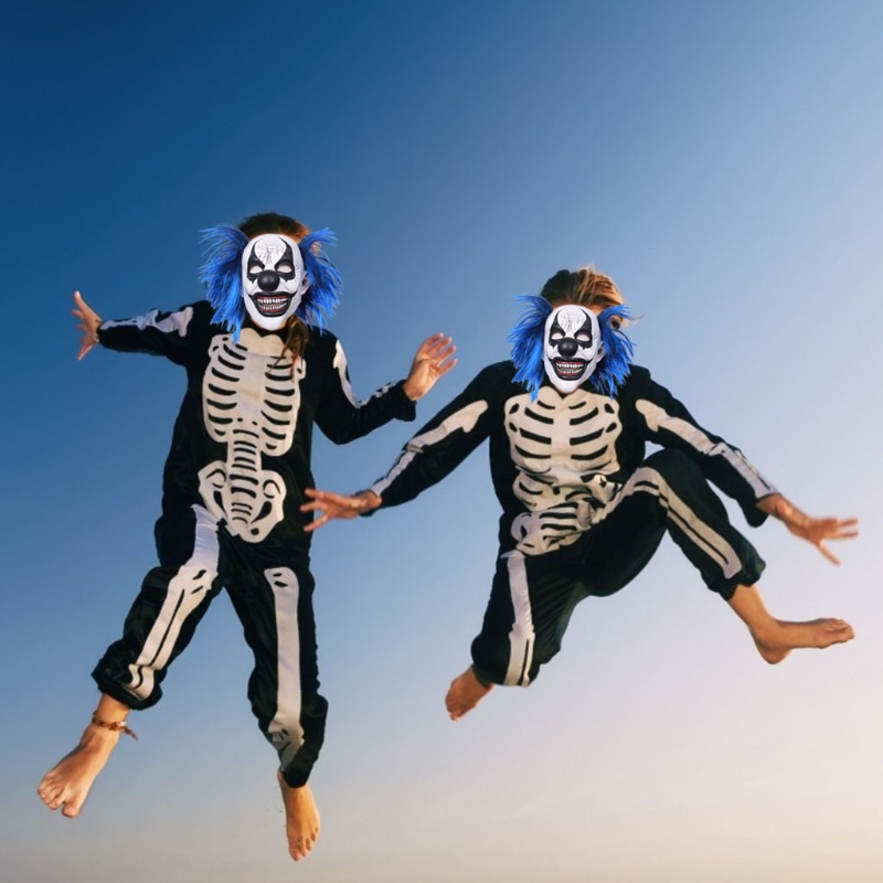 Aoto Phụ Kiện Hóa Trang Halloween Chú Hề Ma Quỷ Bằng Latex Màu Xanh Dương Đáng Sợ
