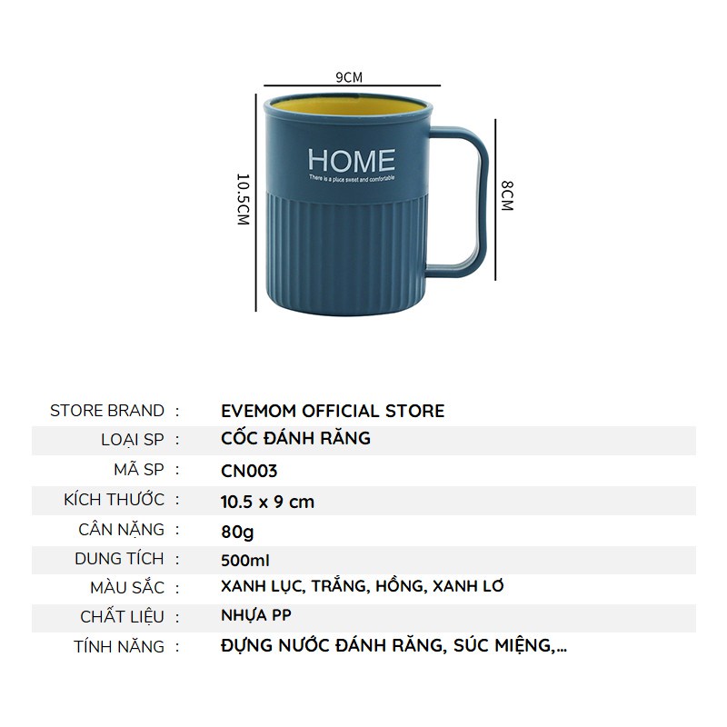 Cốc Đánh Răng Có Quai Chữ HOME Cao Cấp