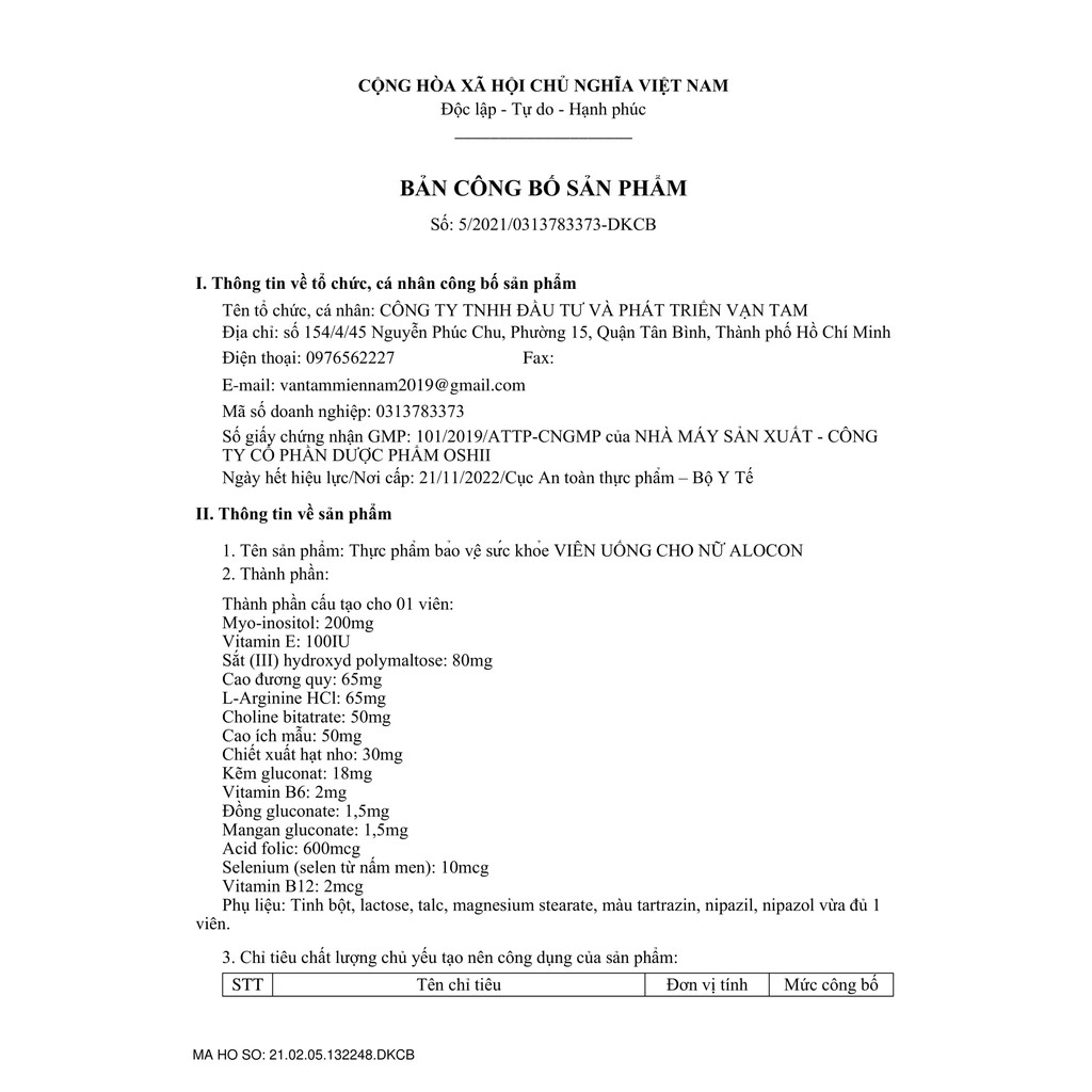 Viên Uống Tăng Khả Năng Thụ Thai ALOCON dành cho nữ