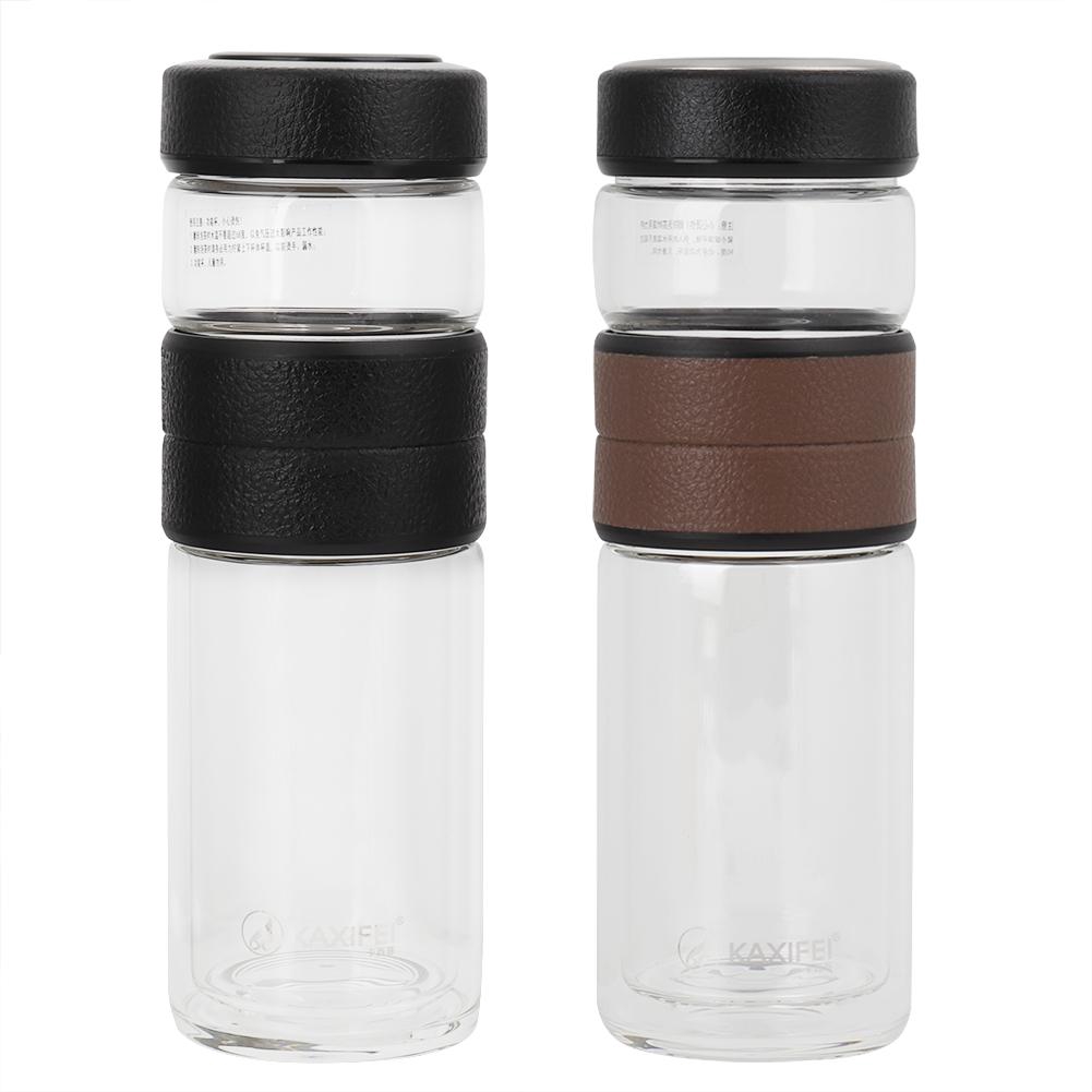 Allinit New Portable Outdoor Double-Walled Tea Separation Glass Bottle Infuser Tea Partition Bottle