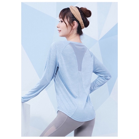Áo tay dài tập gym,yoga (cổ tim phối lưới) nữ mới