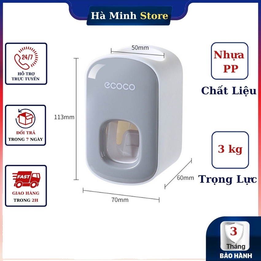 Nhả Kem Đánh Răng ECOCO Đơn Nhỏ Gọn, Nhả Kem Đánh Răng Tự Động, Dễ Dàng Tháo Lắp, Miếng Dán Chắc Chắn Chụi Lực 5kg