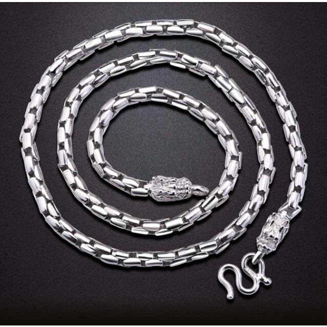 Lào Fengxiang S990 Sterling Bạc Bé Trai Vòng Cổ Độc Đoán Đôi Đầu Rồng Mặt Dây Chuyền Nam Vòng Cổ S99