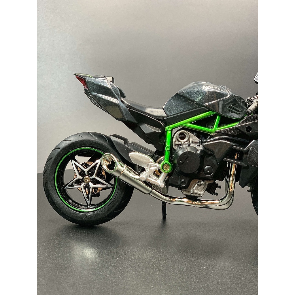 XE MÔ HÌNH - MOTO Kawasaki H2R - HUAYI MODEL tỷ lệ 1:12  có ĐÈN, ÂM THANH CHLStore Mô Hình Xe