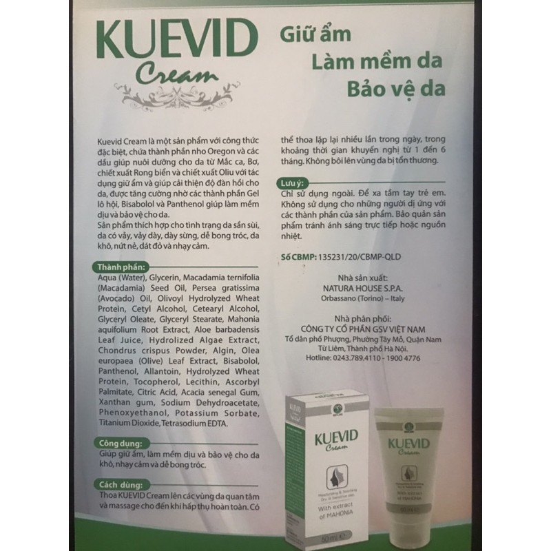Kem dưỡng da KUEVID từ Italy - 50ml