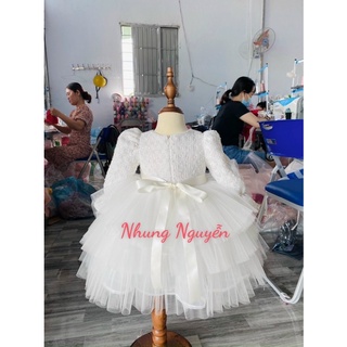 Váy công chúa dạ có túi Nhung Nguyễn Váy Đầm Công chúa Bé Gái Cao Cấp Tặng Kèm Cài