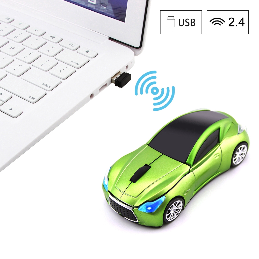 Chuột quang mô hình xe thể thao 1600DPI không dây chơi game tiện dụng có USB cho máy tính laptop