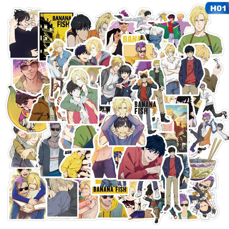 Bộ sticker graffiti dán trang trí xe hơi/xe mô tô/vali hành lý/chai nước hình ảnh anime Banana Fish