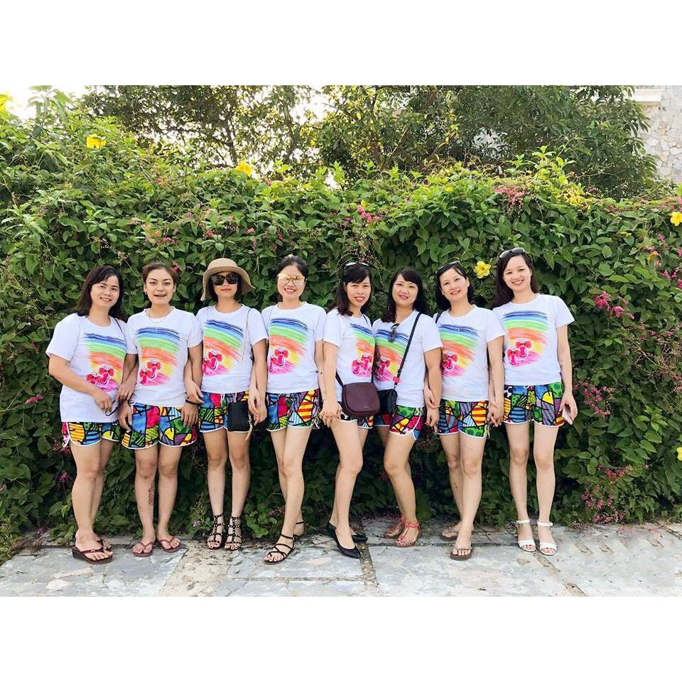 Quần đi Biển Họa tiết 3D ô vông sắc màu cực đẹp , quần team ,quần gia đình , quần đôi