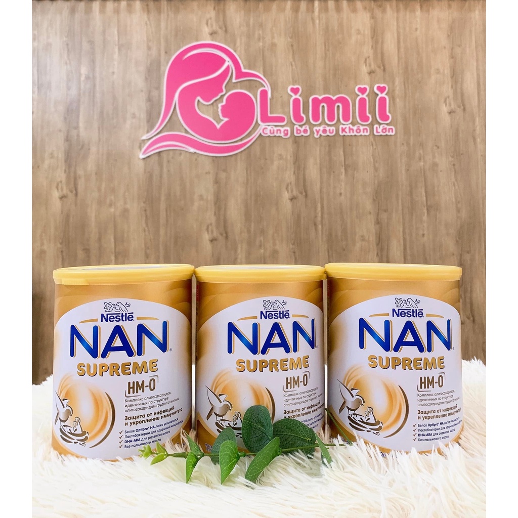 Sữa bột Nan vàng Supreme Nga HMO thủy phân 1 phần cho bé dị ứng đạm sữa bò nhẹ từ sơ sinh, 800g