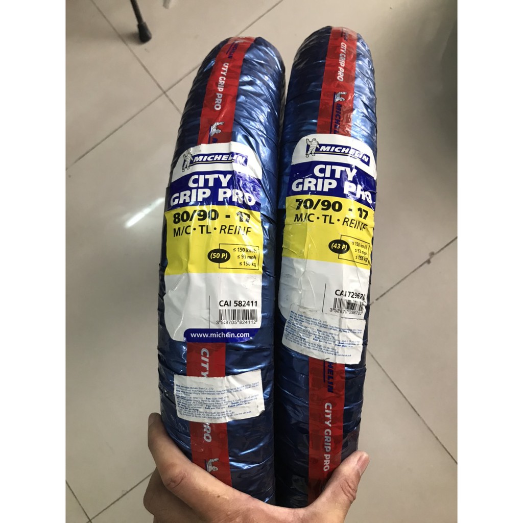 VỎ LỐP MICHELIN CITY GRIP PRO 70+80/90-17 CHÍNH HÃNG KHÔNG RUỘT-SĂM