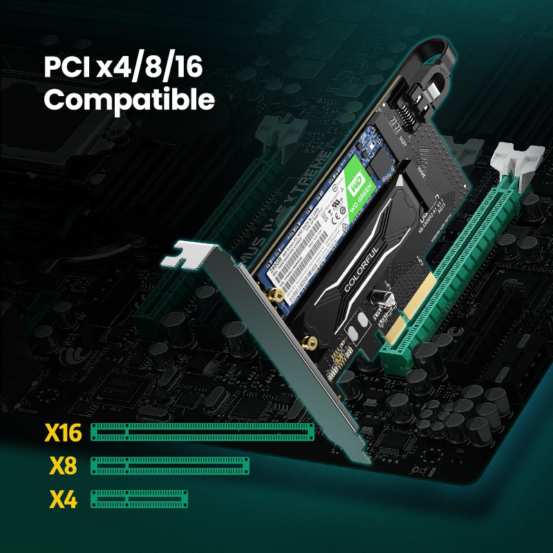 Cạc mở rộng UGREEN PCIE sang M2 NVMe M.2 PCI 32Gbps PCI-E x4/8/16 M&B Key SSD | BigBuy360 - bigbuy360.vn