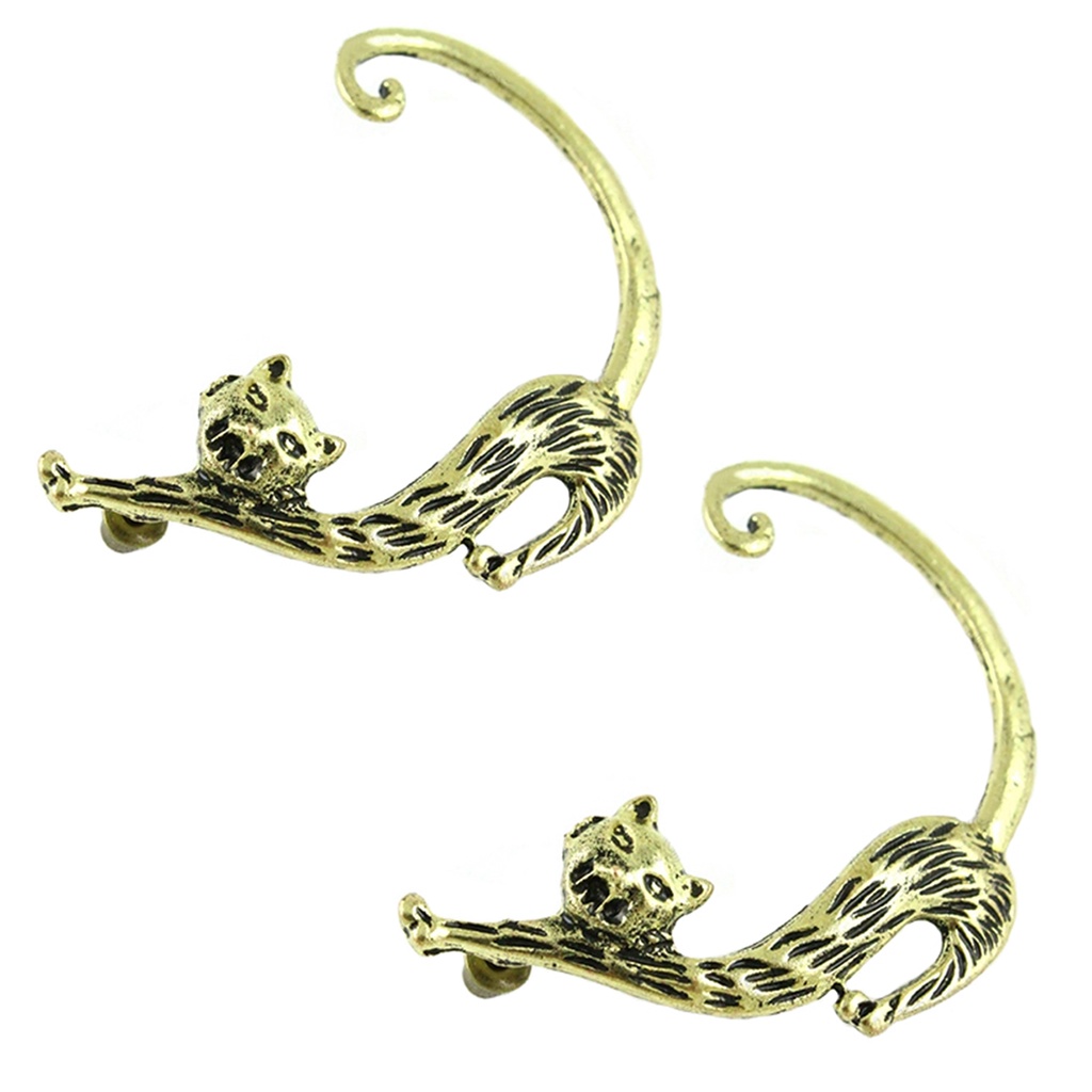 Khuyên vành tai hợp kim kiểu dáng chú mèo dễ thương 3 màu tùy chọn cho nữ