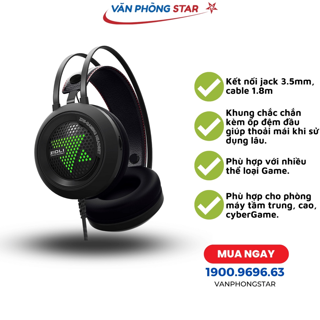 Tai nghe Zidli ZH6 Black Có LED chính hãng