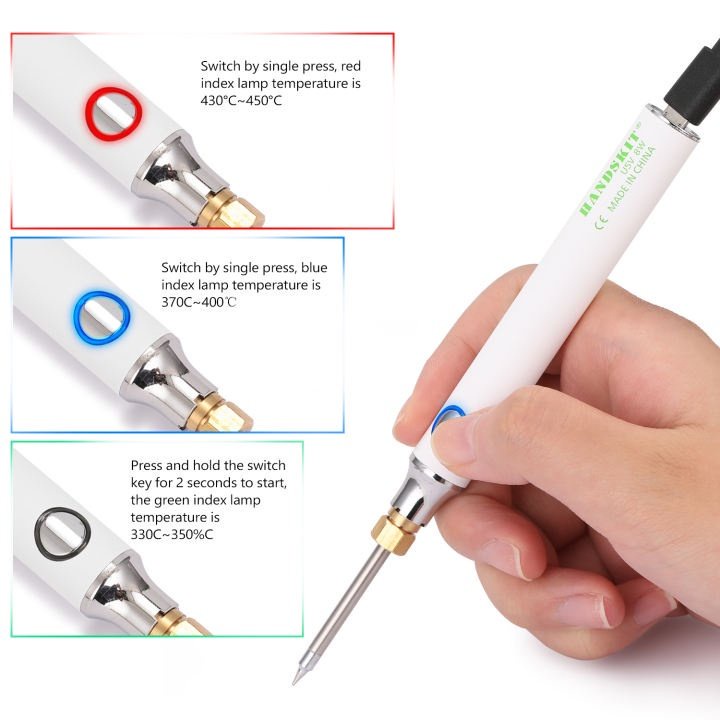 Bộ Mỏ Hàn Mini Sạc USB 5V 8W Có Thể Điều Chỉnh Nhiệt Độ Chất Lượng Cao