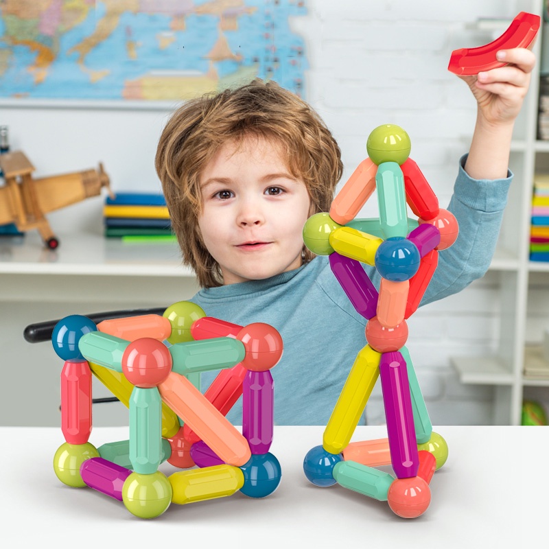 Đồ chơi xếp hình nam châm giúp trẻ em lắp ráp thông minh phát triển trí tuệ phù hợp cho bé 2 tuổi