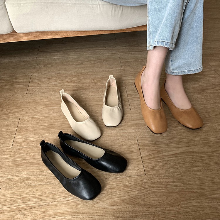 Giày Đế bệt Búp bê nữ Mũi tròn Da mềm Thời trang Giày lười nữ Cao cấp Kiểu dáng đơn giản | BigBuy360 - bigbuy360.vn