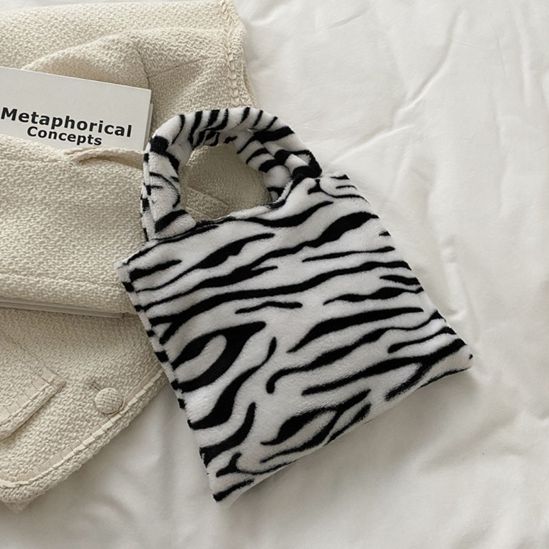 Túi Cầm Tay Bằng Vải Bông Họa Tiết Da Báo Ngựa Vằn