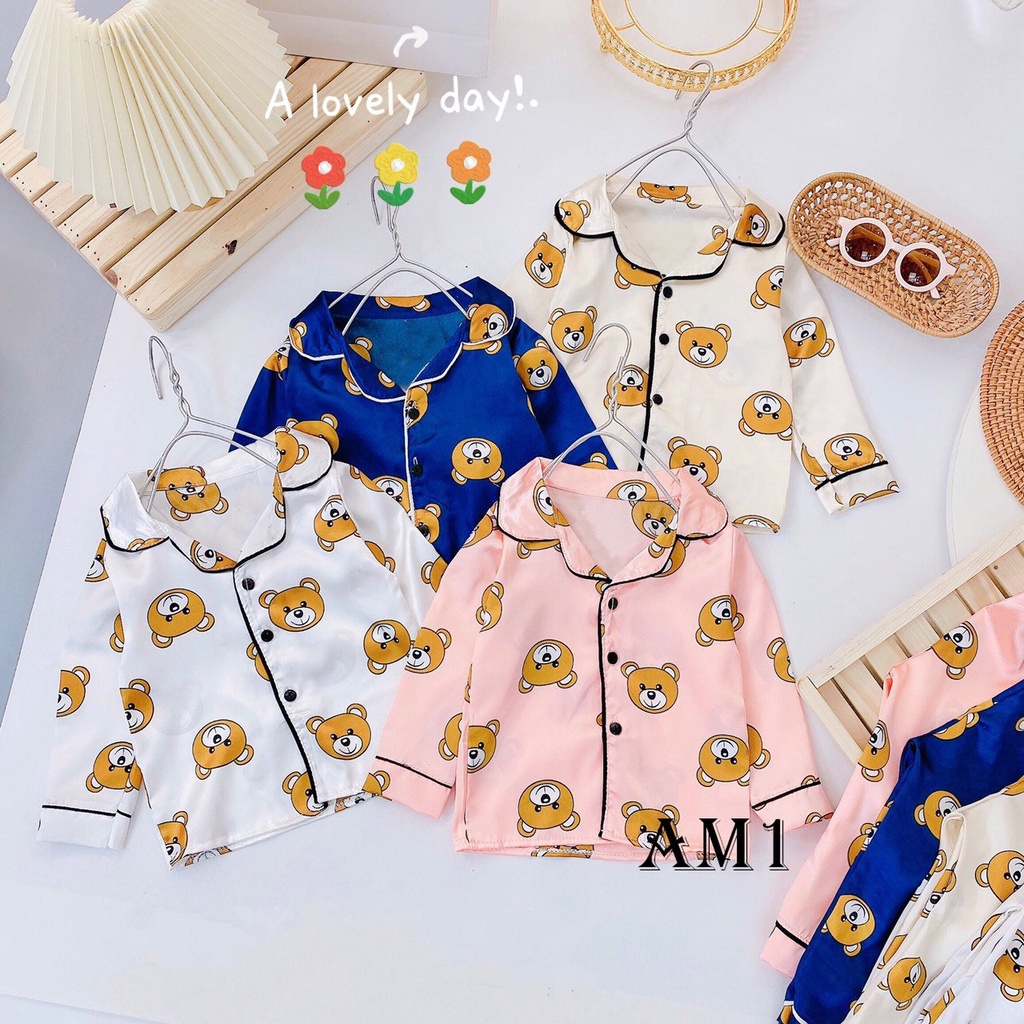 (10-30kg) Bộ pijama lụa hàn cho bé trai và bé gái Đồ ngủ cho bé TTR152 TTN153