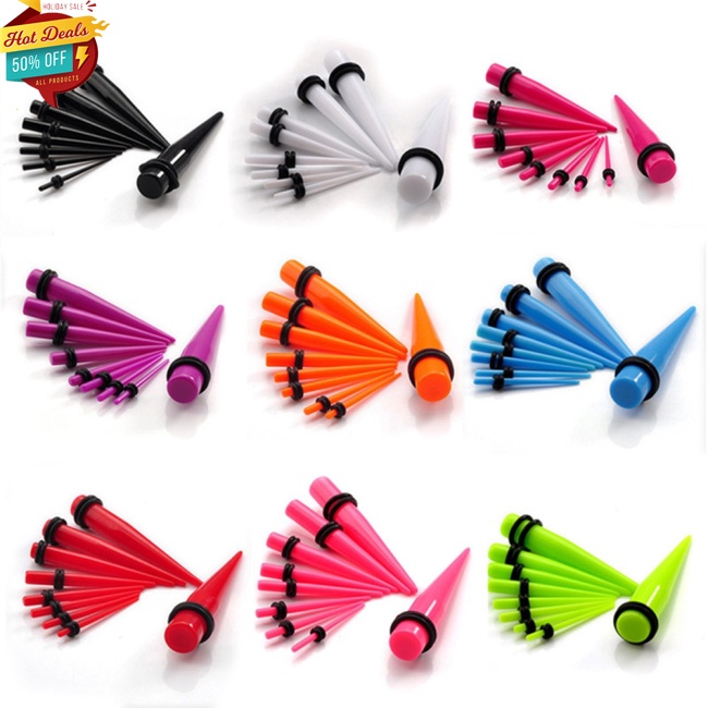 Set 36 Khuyên Nong Tai Acrylic 14g-00g Thời Trang