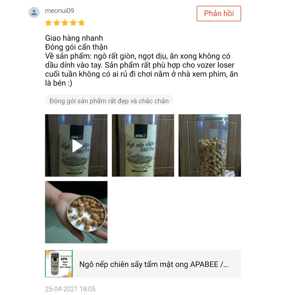Ngô chiên sấy tẩm mật ong APABEE 480g. Đồ ăn vặt đậu hạt văn phòng siêu ngon, ngọt, giòn, cực bon miệng. | BigBuy360 - bigbuy360.vn