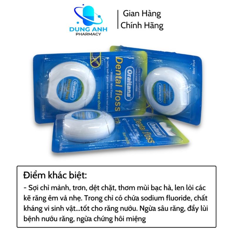 Chỉ Nha Khoa Oral Tana Dental Floss Cuộn dài 50m vị bạc hà Chính Hãng Đạt