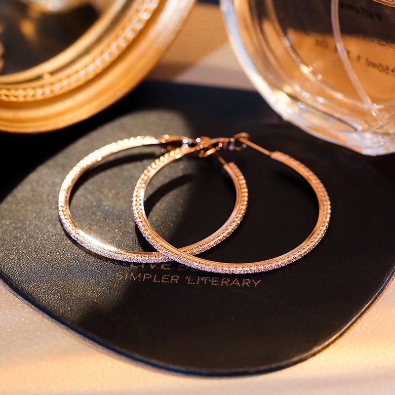 [Jiudolan] Bông Tai Mạ Vàng 18K Cỡ Lớn Đính Đá Sang Trọng Phong Cách Âu Mỹ Cho Nữ