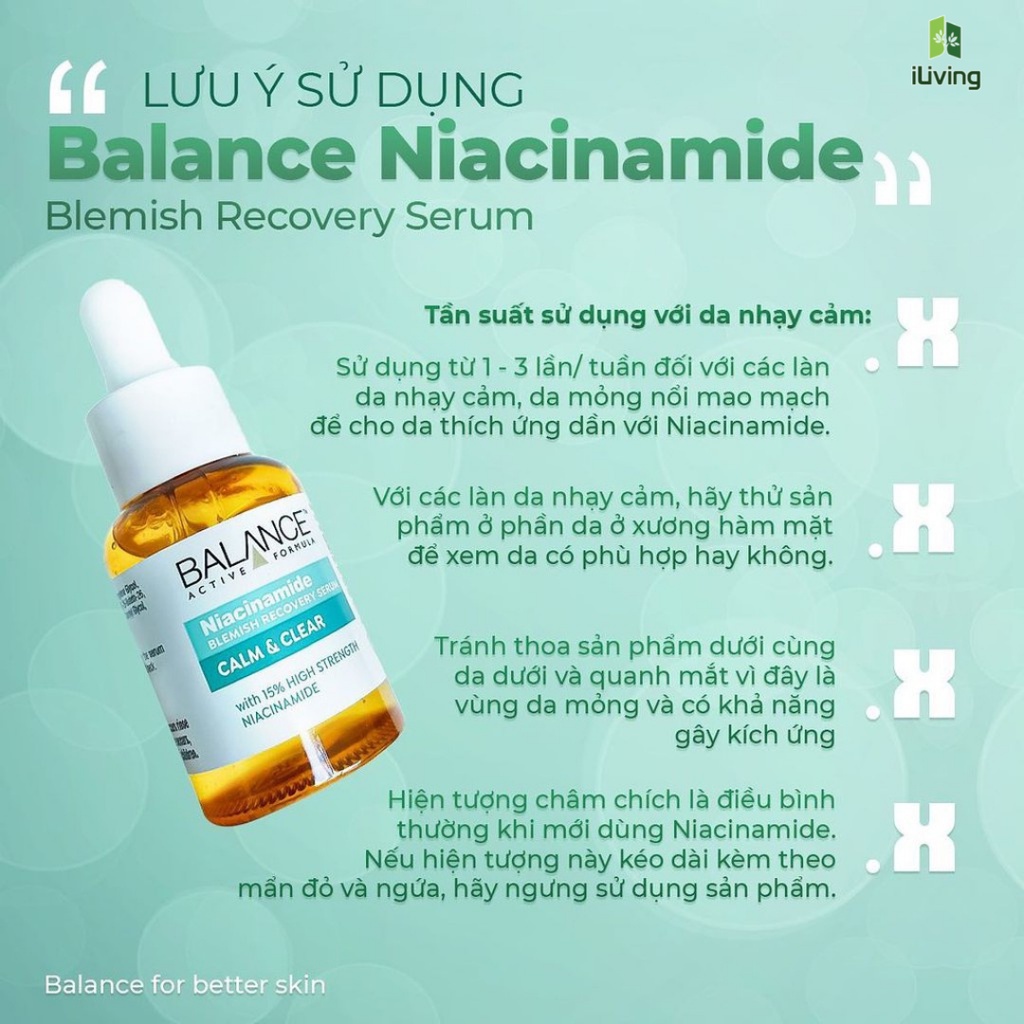 Serum ngừa mụn mờ thâm Balance Active Formula Niacinamide 15% Blemish Recovery 30ml ILIVING-BALSRNIA30