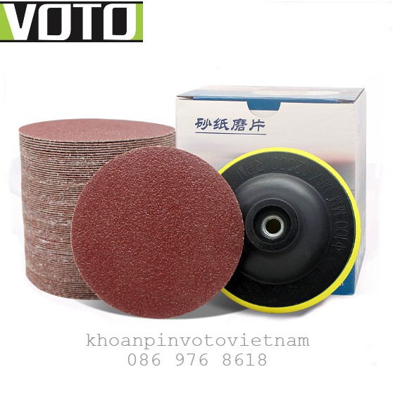 Combo 10 Tấm giấy nhám tròn tự dính size 5 inch - 7 inch, độ nhám P60 - P1000 Voto