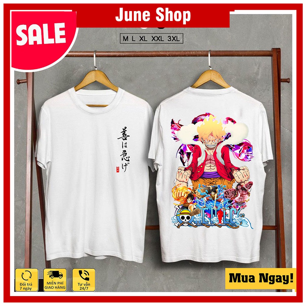 Áo Luffy Gear 5, Áo One Piece siêu độc màu đen, trắng cộc tay mới nhất, giá rẻ