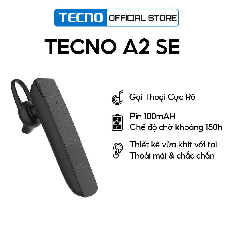 Tai nghe không dây một bên TECNO Ace A2 SE kết nối Bluetooth | Tai nghe Bluetooth móc tai