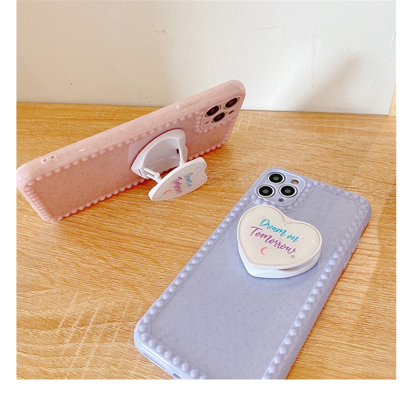 Ốp điện thoại có giá đỡ hình trái tim ba chiều cho Apple iPhone 11promax 8plus x/7p/xsXr SE20 12