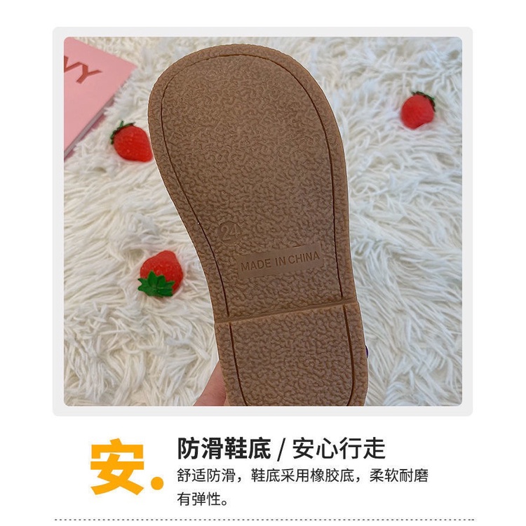 ￼Giày Bé Gái - Giày búp bê da mềm phong cách Vintage Hàn Quốc có quai dán BB401 (có ảnh thật)