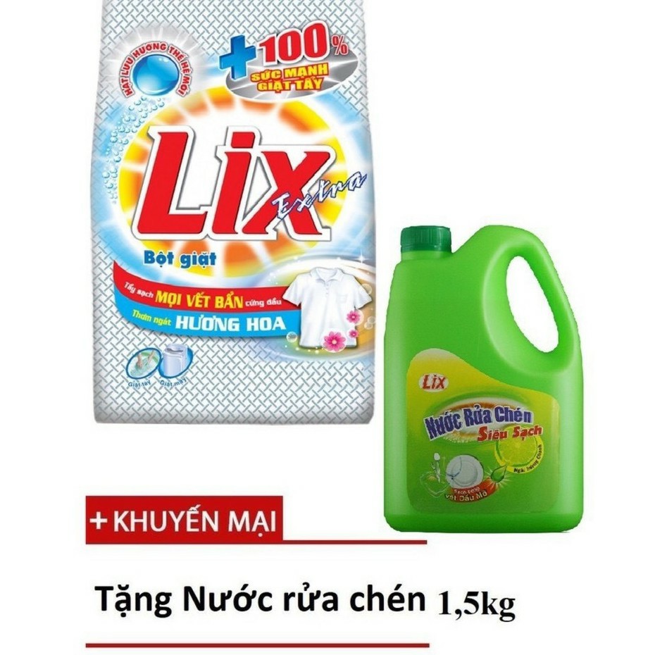 Bột Giặt Lix Extra hương Hoa 6kg Tặng Túi NRC 1.5kg