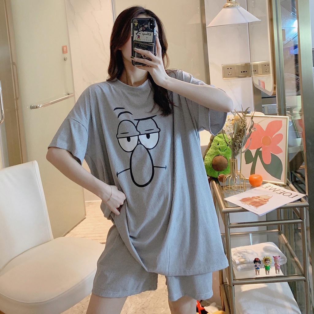 Bộ đồ ngủ dáng rộng size lớn thời trang mùa hè cho nữ