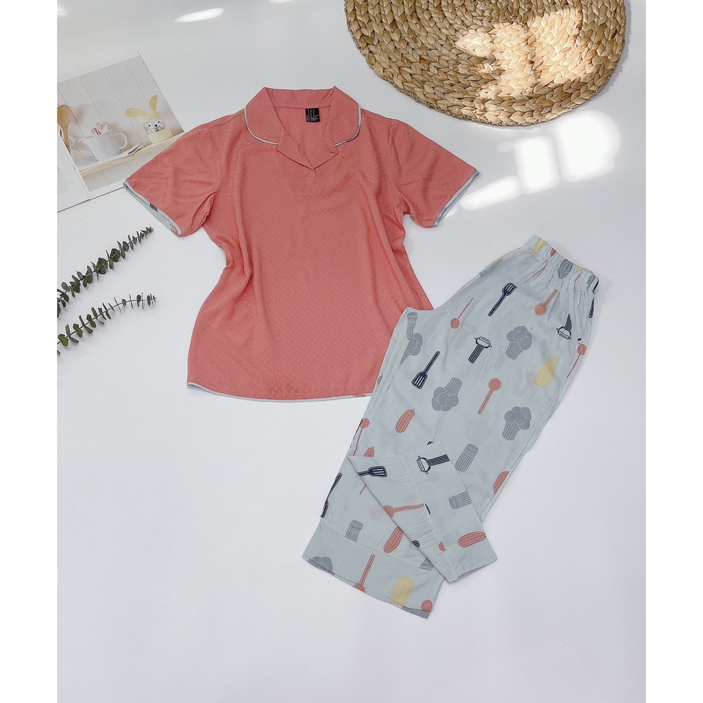 Đồ bộ lửng pyjama phối màu F21 (42-67KG)