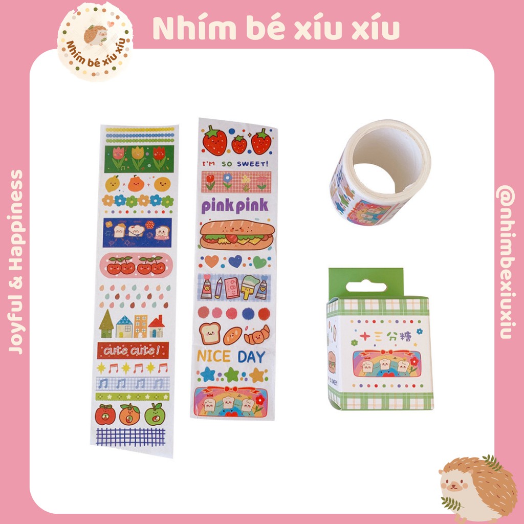 Sticker dạng cuộn nhiều màu  hình dán trang trí sổ VT109