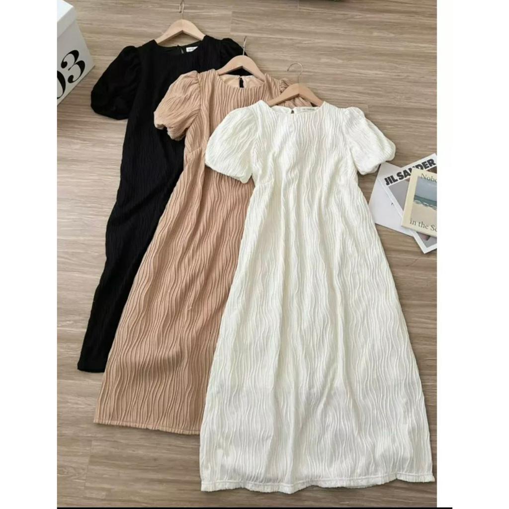 váy suông nữ vân sóng tay bồng 2 lớp,váy maxi xuông đi biển dự tiệc babydoll dáng dài V740 SUTANO | BigBuy360 - bigbuy360.vn