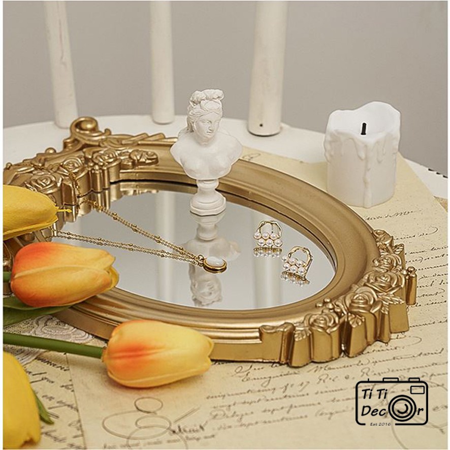 Gương vintage mini để bàn - trang trí nhà cửa - đạo cụ chụp ảnh - Titidecor