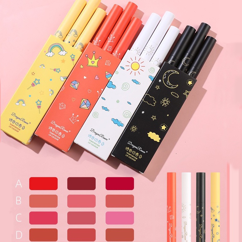 Set 3 Son Môi Chất Nhung Lì Lâu Trôi Chống Thấm Nước Dưỡng Ẩm