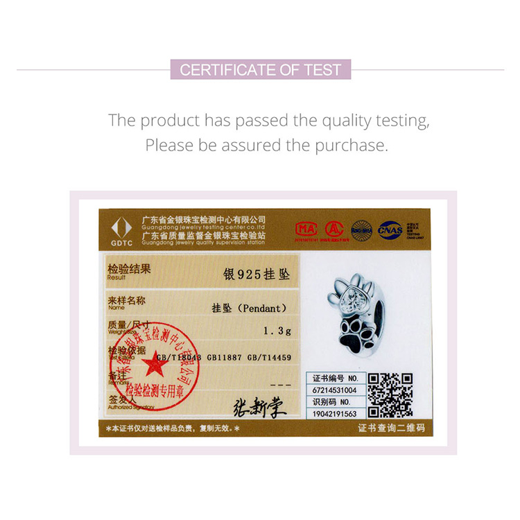 Hạt Charm Bamoer SCC1846 Bạc 925 Thật Hình Bàn Chân Thú Cưng Dùng Để Tự Làm Vòng Tay Thời Trang